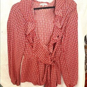 Max Studio Red Floral Women's Top